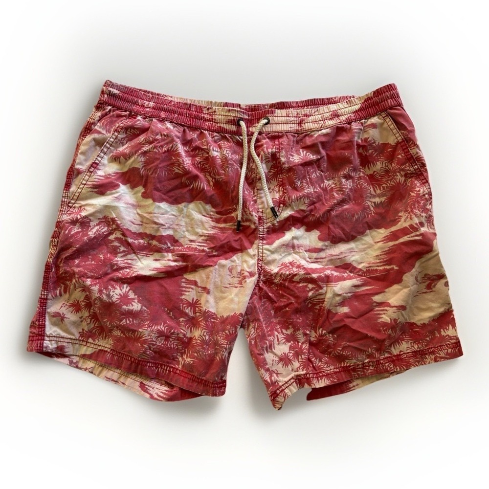 Cotton On Beach Short Men's XL Red Tropical Palm Tree Print Swim Trunks Vacation